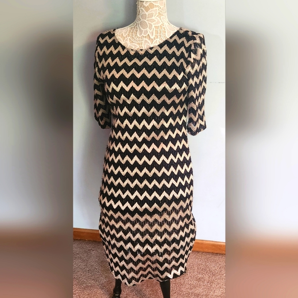 Connected Apparel Chevron Dress Sz 8